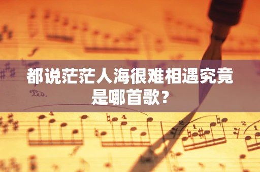 都说茫茫人海很难相遇究竟是哪首歌？