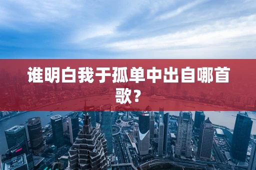 谁明白我于孤单中出自哪首歌？