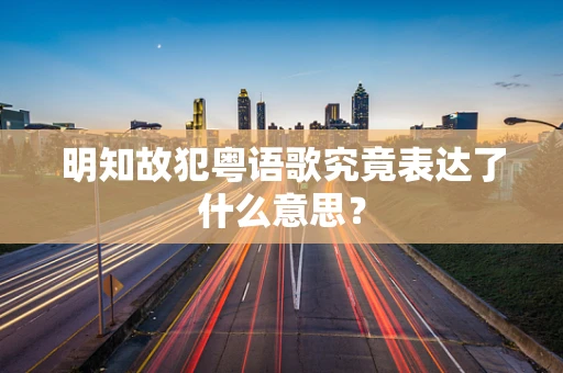 明知故犯粤语歌究竟表达了什么意思？
