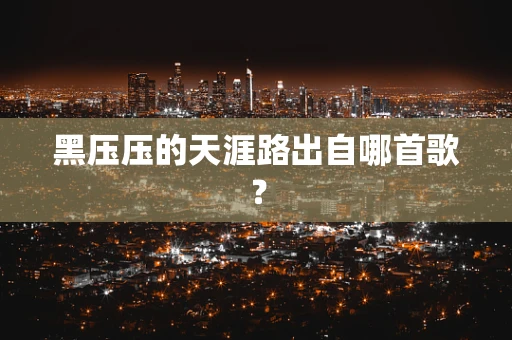 黑压压的天涯路出自哪首歌？