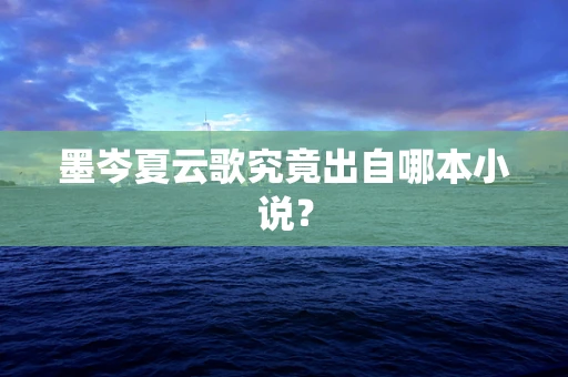 墨岑夏云歌究竟出自哪本小说？