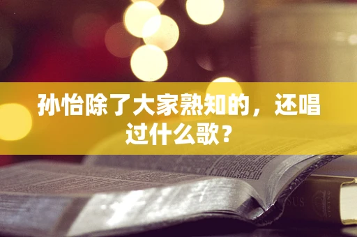 孙怡除了大家熟知的，还唱过什么歌？