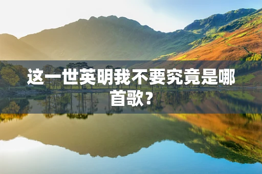 这一世英明我不要究竟是哪首歌？