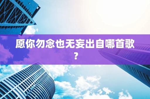 愿你勿念也无妄出自哪首歌？
